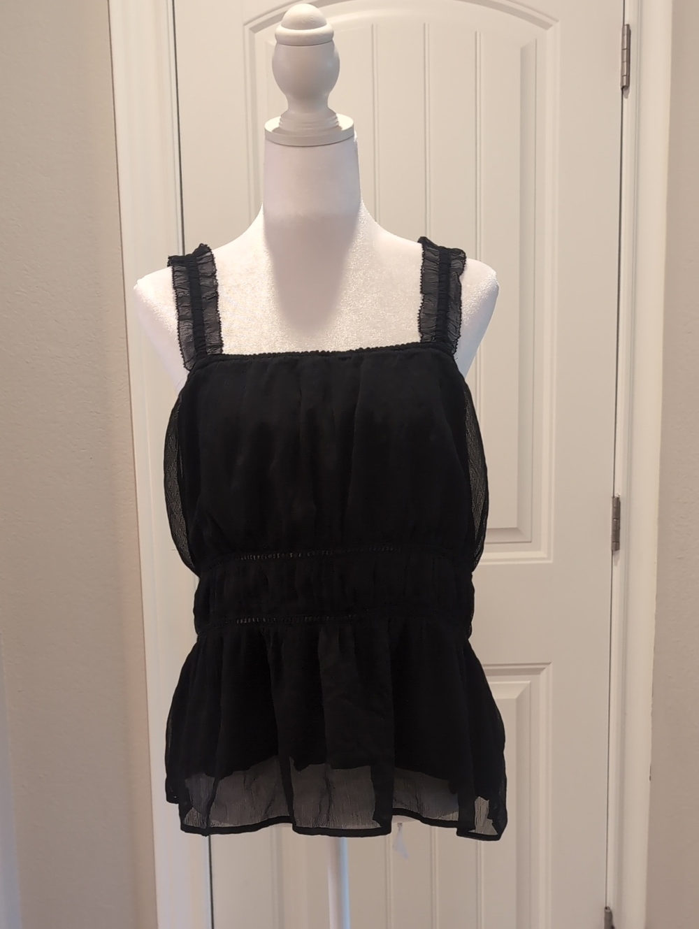 Old Navy Black Ruffle Strap Peplum Camisole